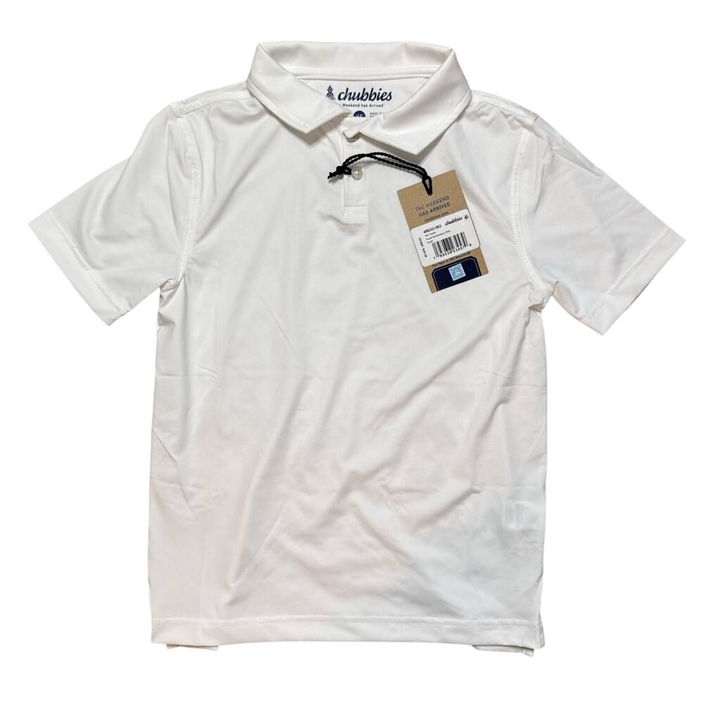 NWT Chubbies The Vanna Youth Performance Polo White Size S